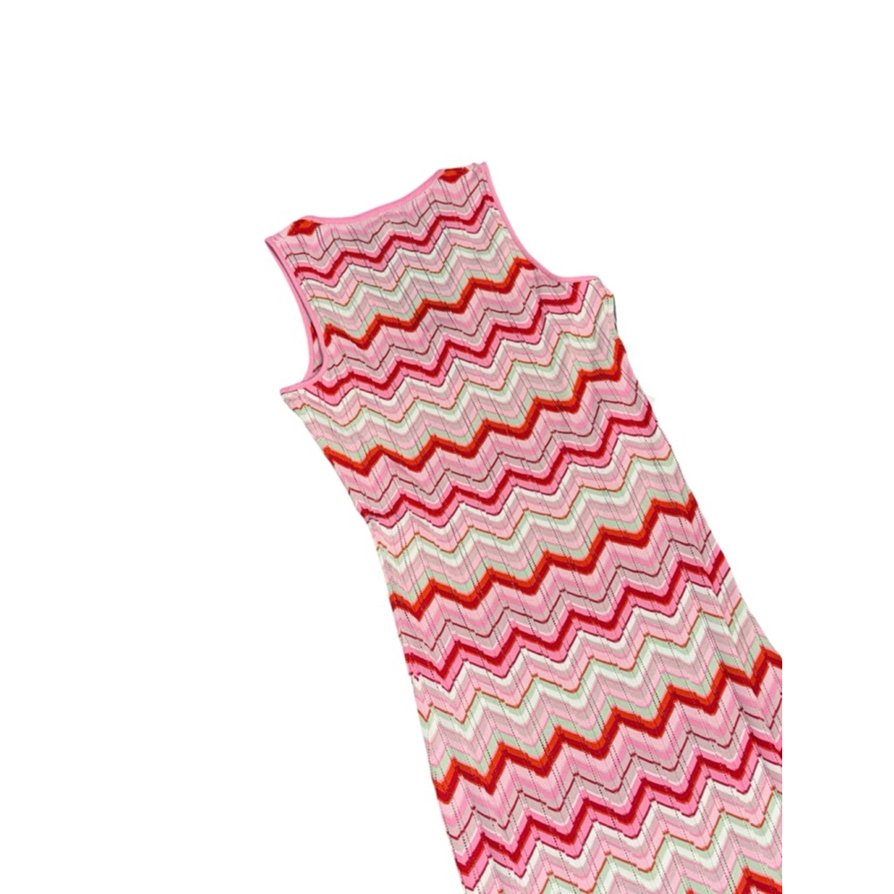 NWT Torn By RONNY KOBO x REVOLVE Chevron Knit Pink Multi Colored Maxi Sun dress - Picture 5 of 9